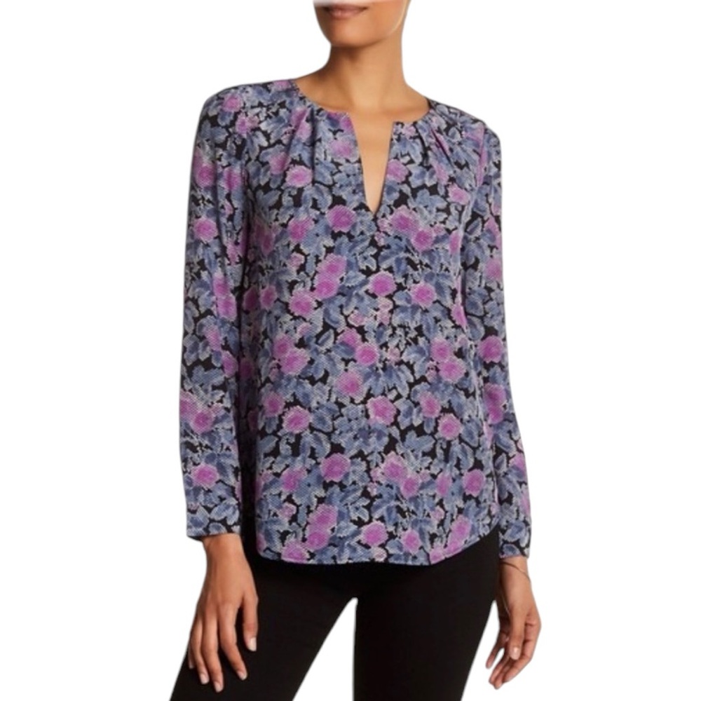 Joie Sz XS Zahira Floral- Print Silk Top